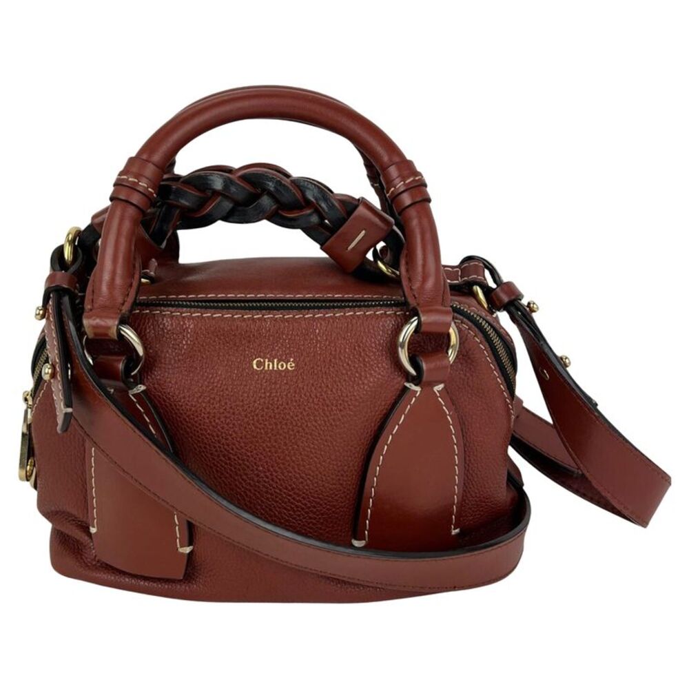 Chloe Calfskin Small Daria Sepla Brown Satchel Bag